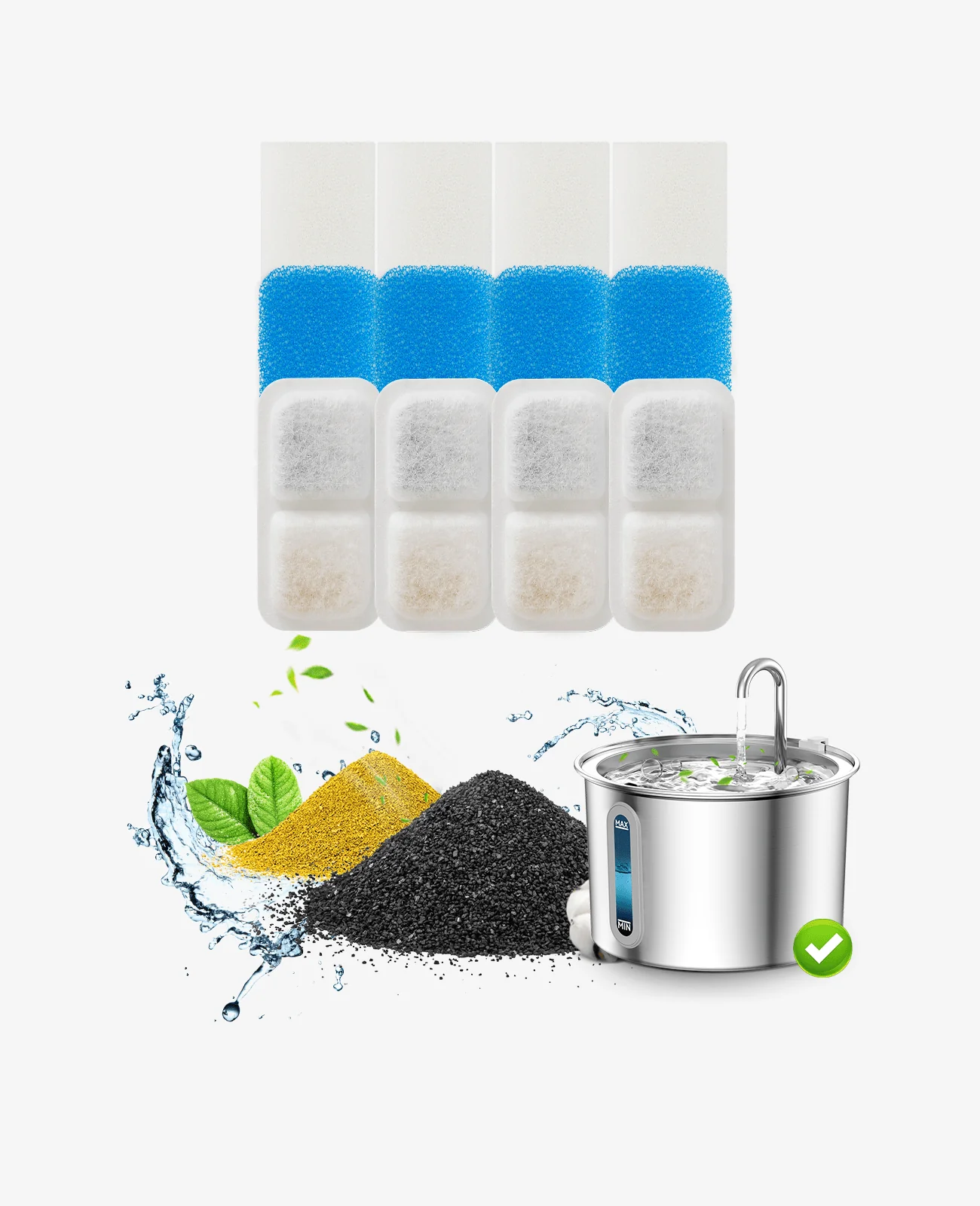 Oneisall 2L Cat Water Fountain 4PCS Carbon Filters Replacement - Image 9
