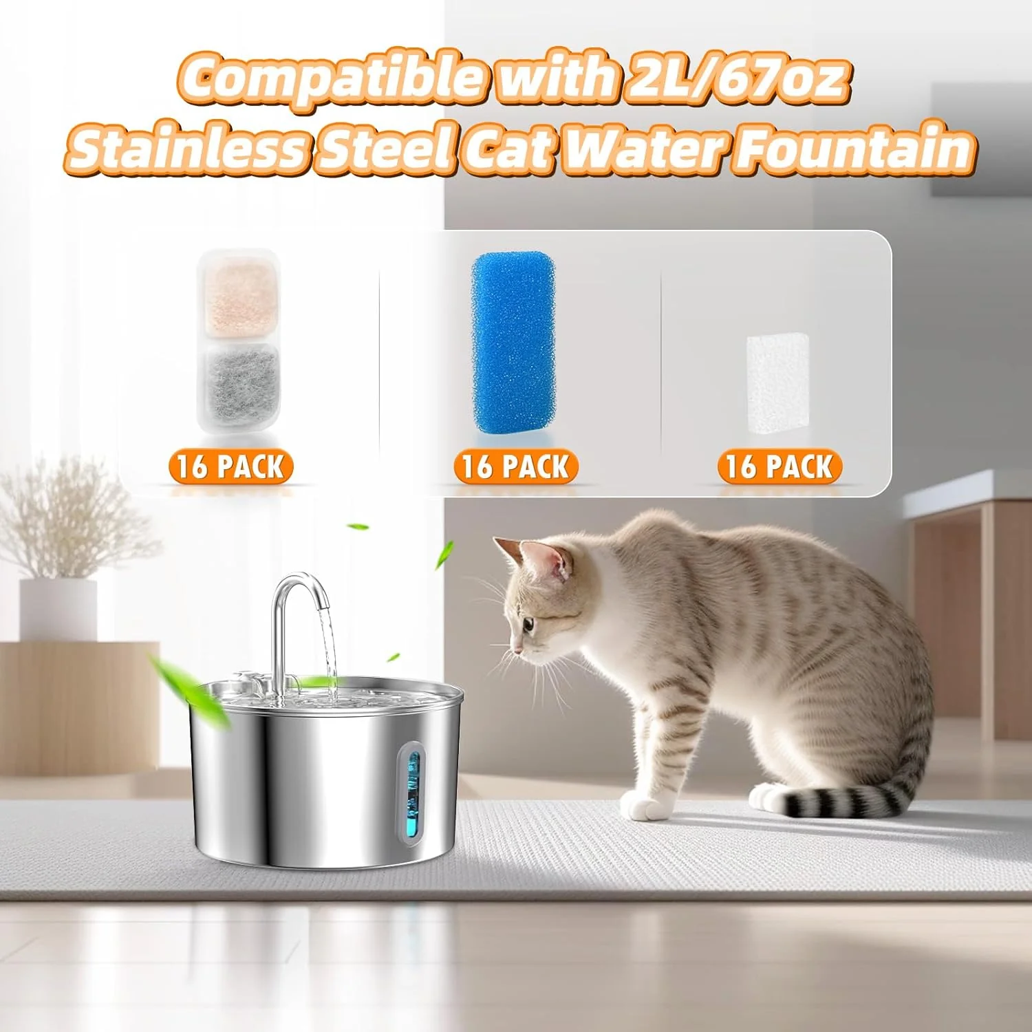 Oneisall 2L Cat Water Fountain Carbon Filters Replacement - Image 11