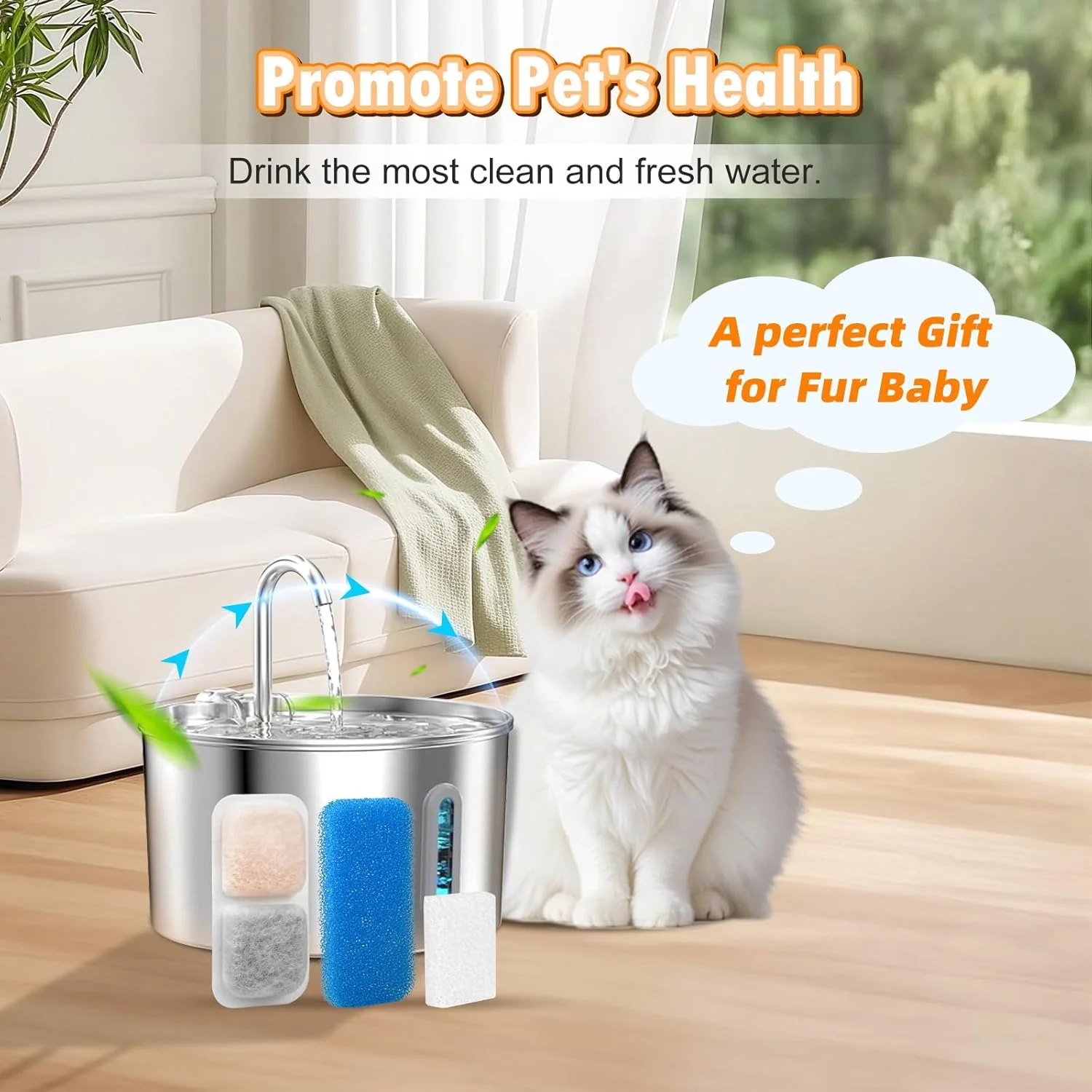 Oneisall 2L Cat Water Fountain Carbon Filters Replacement - Image 13