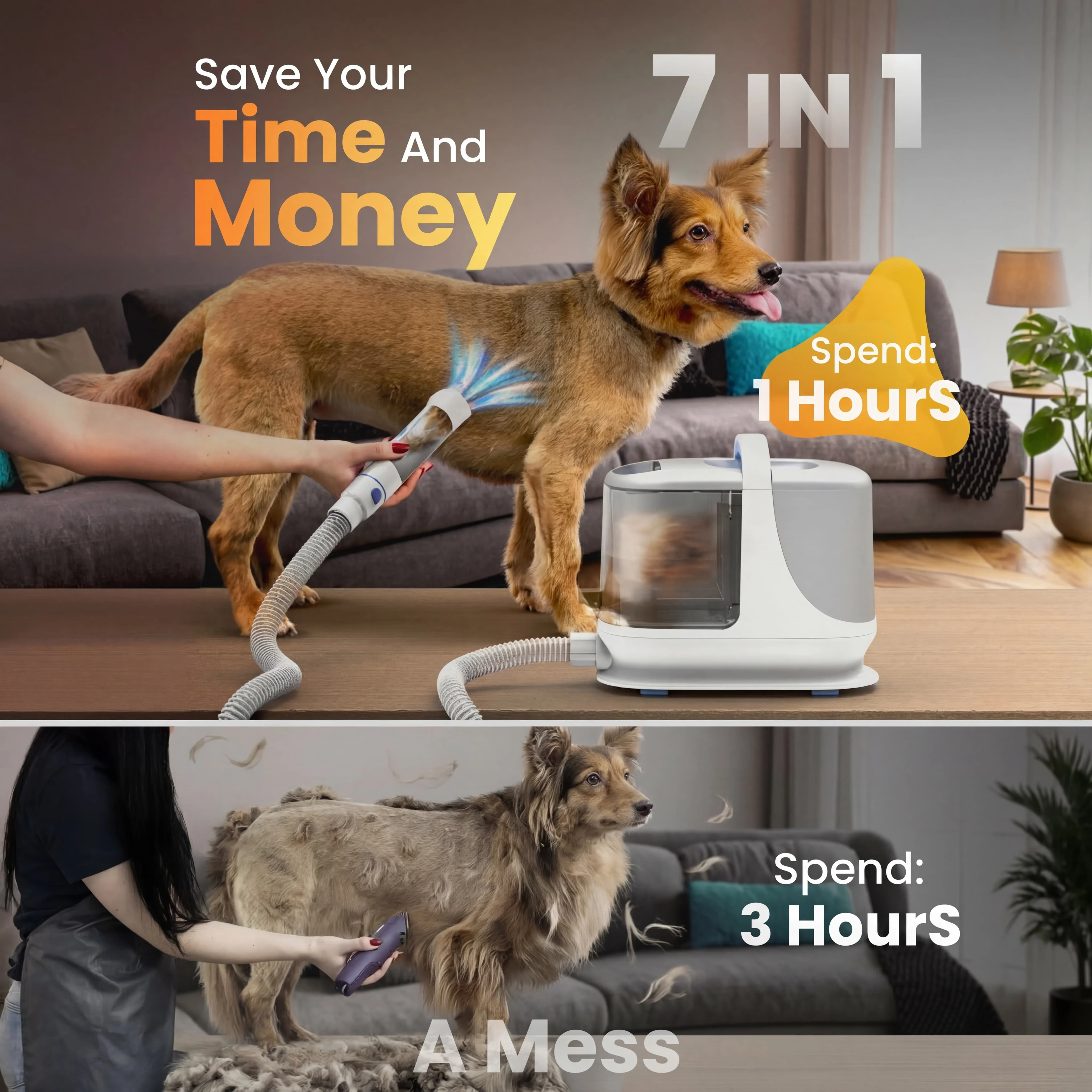 Oneisall BM3 13000Pa Super Strong Suction Dog Grooming Vacuum Kit - Image 10