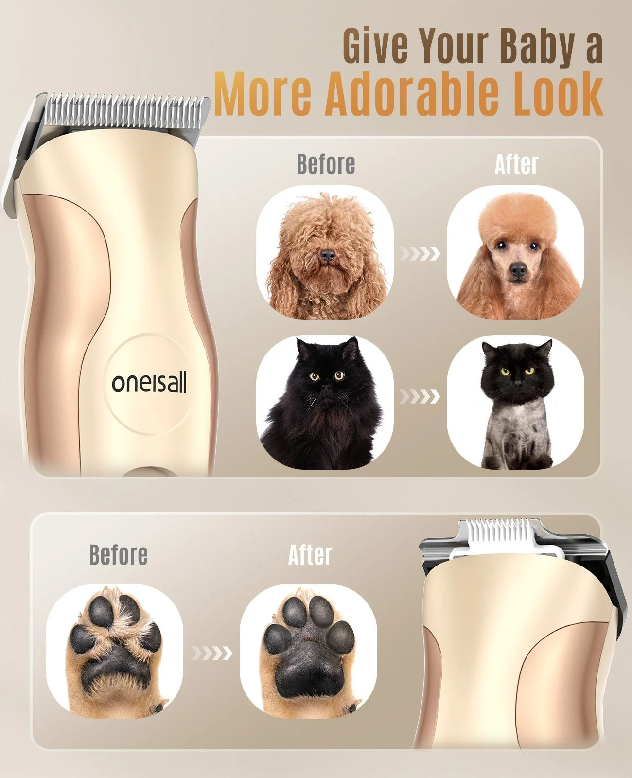 Oneisall DTJ-002 2 in 1 Dog Clippers with Narrow Blade - Image 8