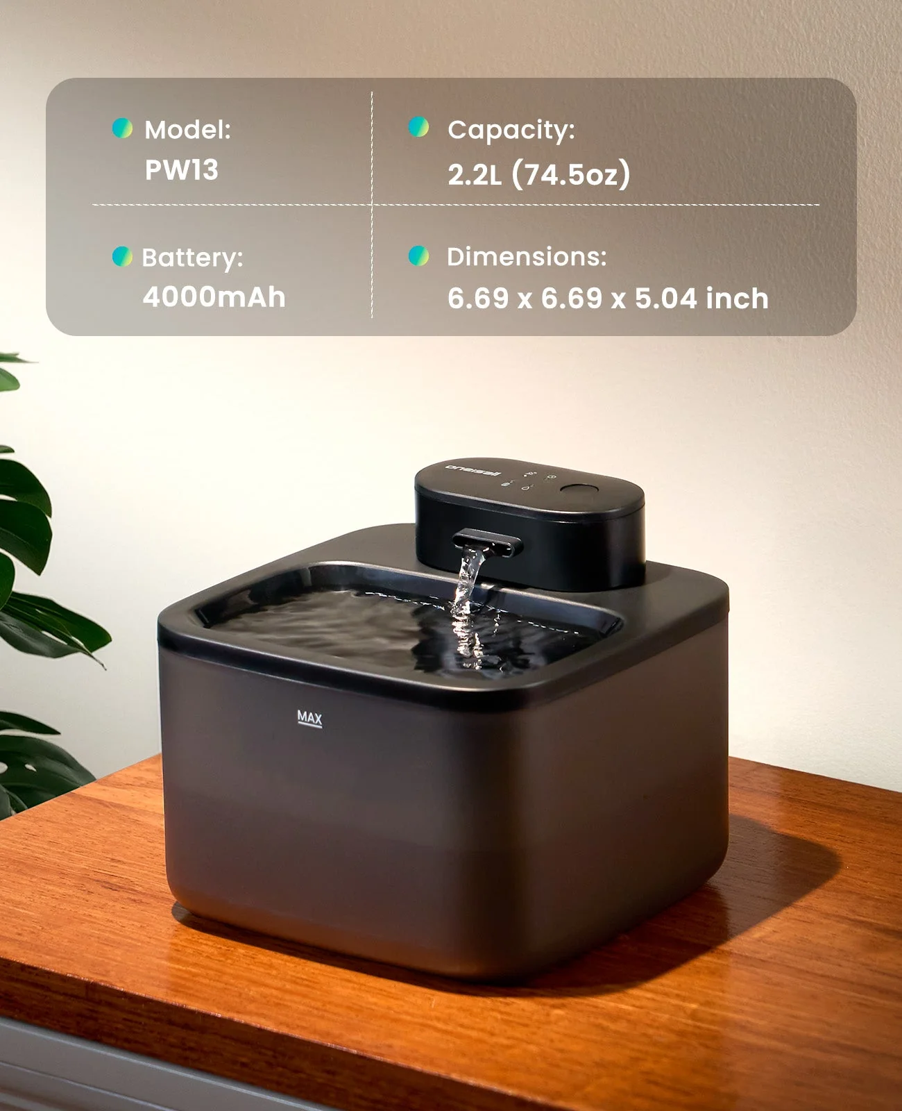 Oneisall 2.2L Cordless Cat Water Fountain PW13 - Image 11