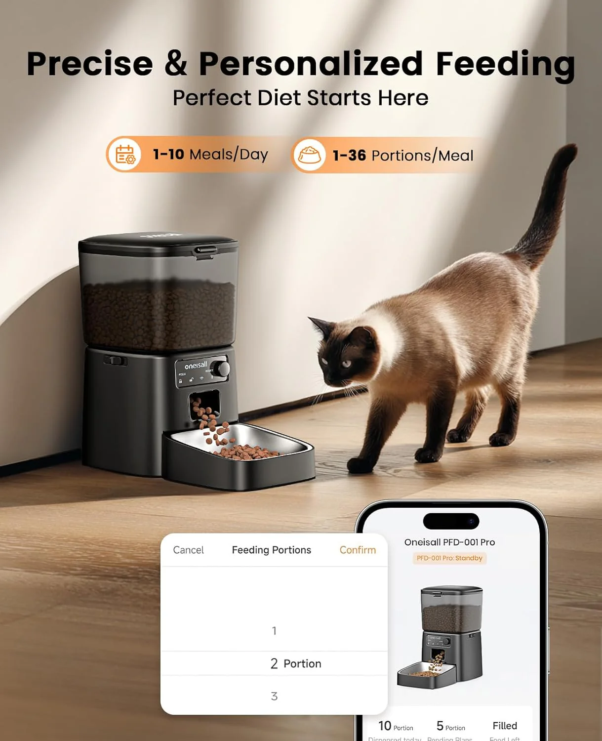 Oneisall 3.5L Cordless Stainless Steel Pet Water Fountain with 3PCS Filters - Image 31