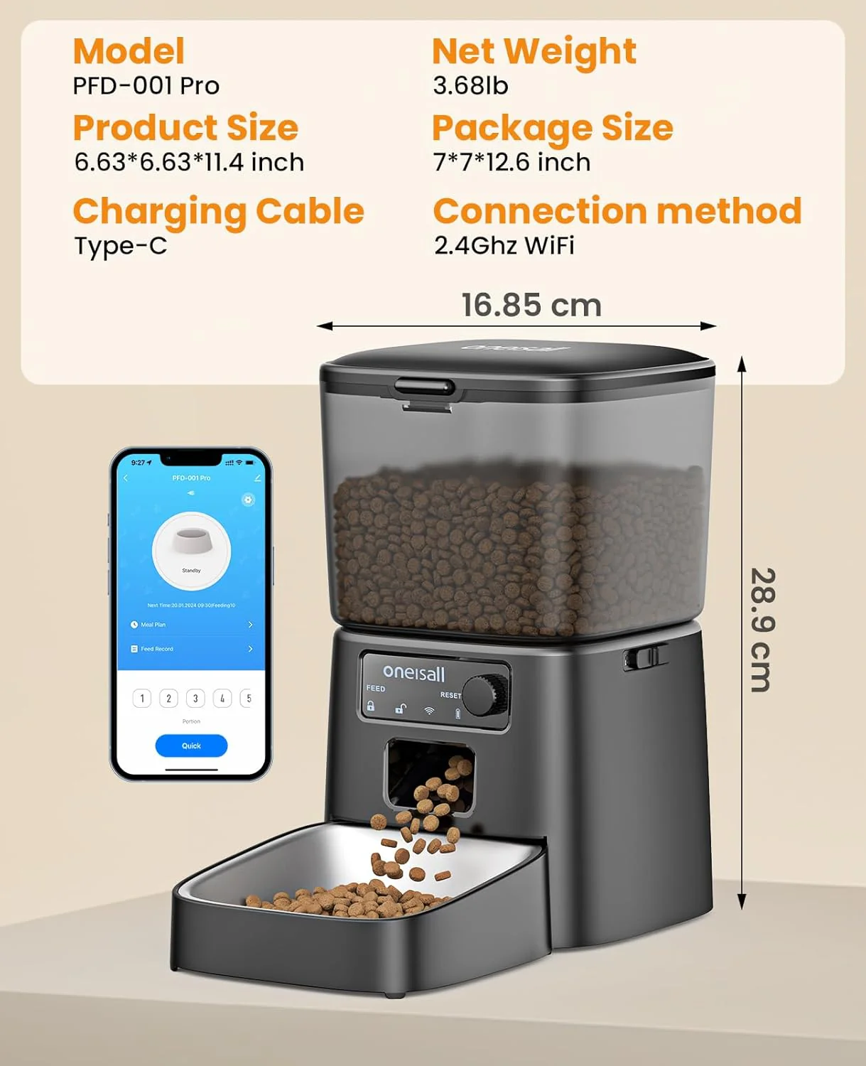Oneisall 3.5L Cordless Stainless Steel Pet Water Fountain with 3PCS Filters - Image 36