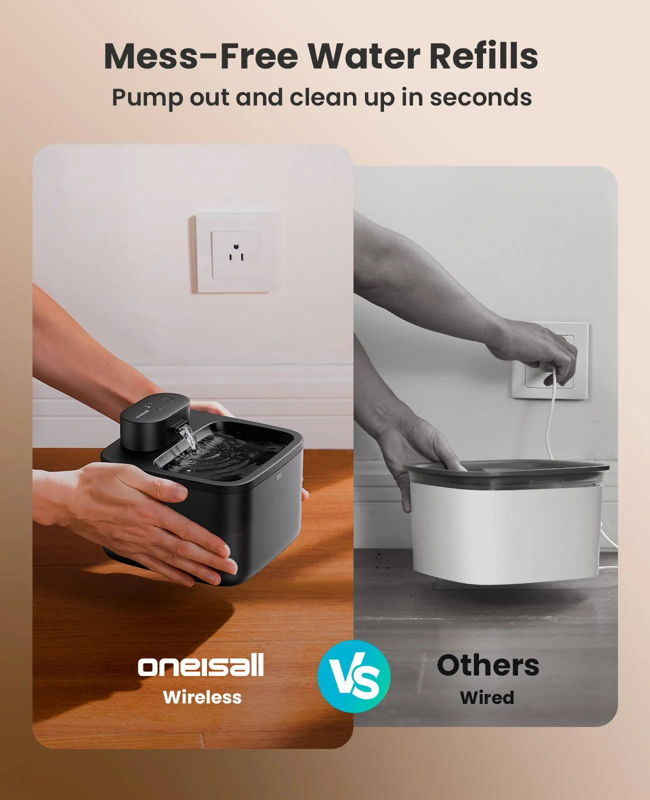 Oneisall 2.2L Cordless Cat Water Fountain PW13 - Image 9