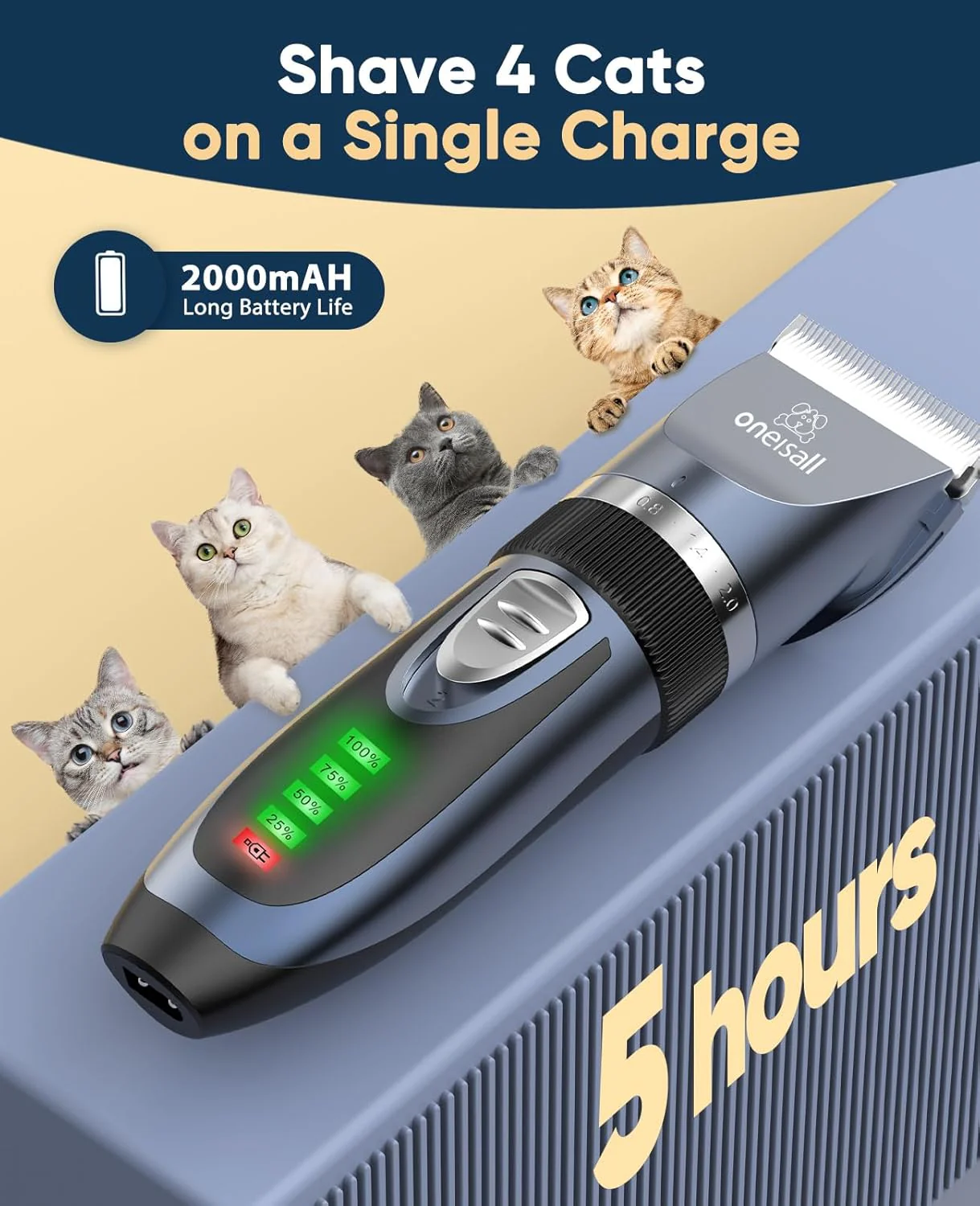 Oneisall X2 2 Speeds Cat Clippers for Matted Hair - Image 9