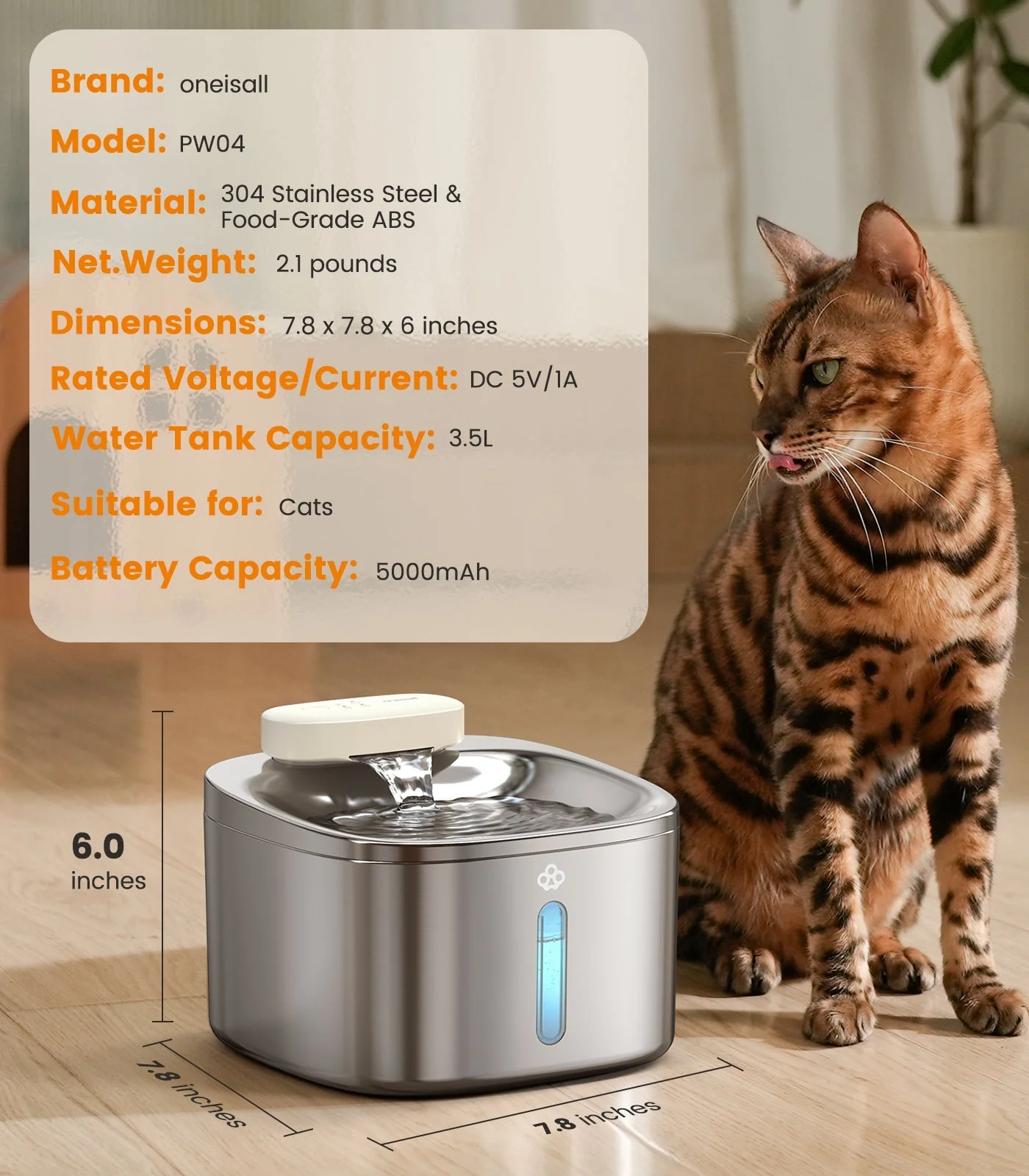 Oneisall 3.5L Automatic Cat Feeder with APP Control & 2.4G Wi-Fi - Image 20