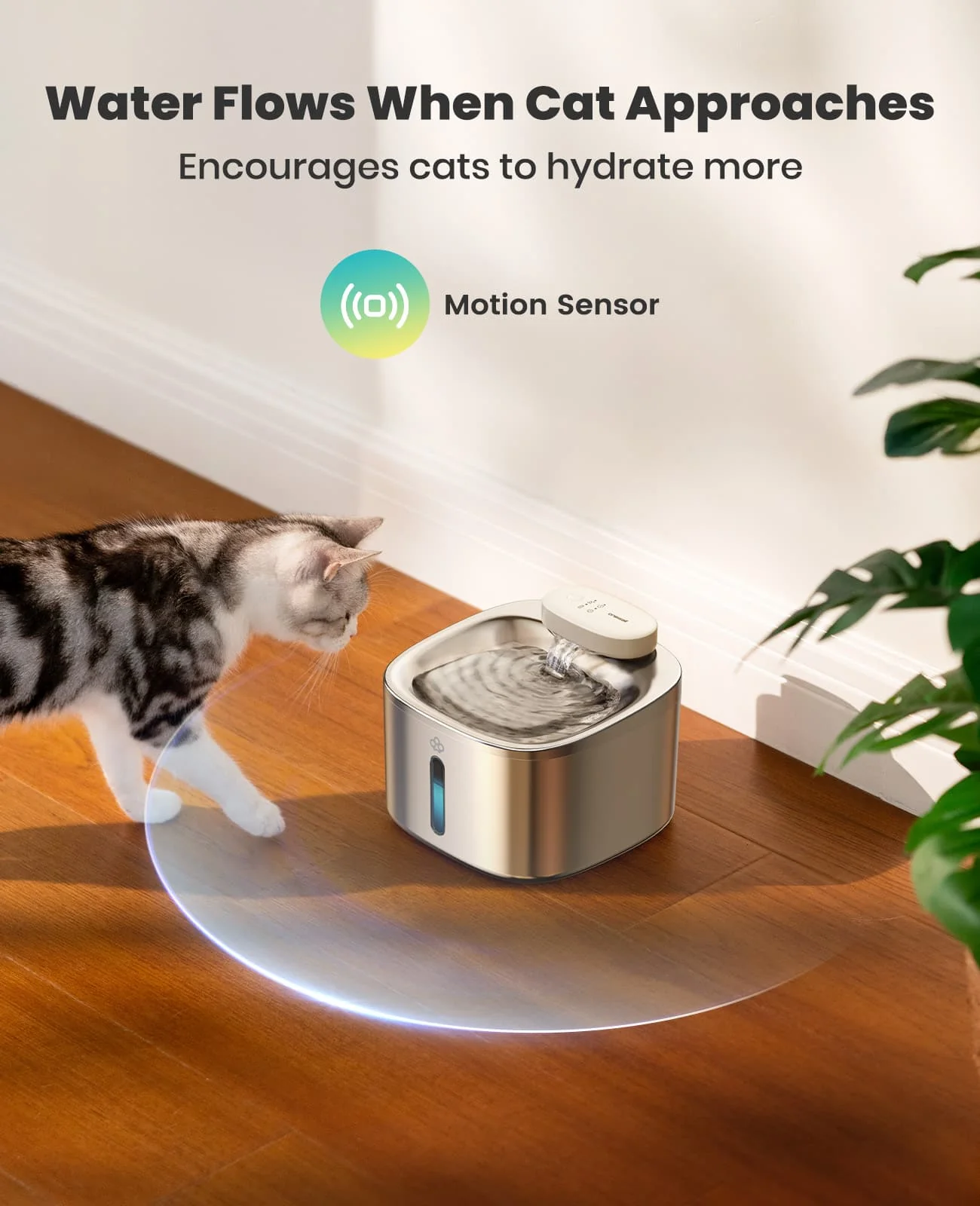 Oneisall 3.5L Cordless Stainless Steel Pet Water Fountain with 3PCS Filters - Image 5