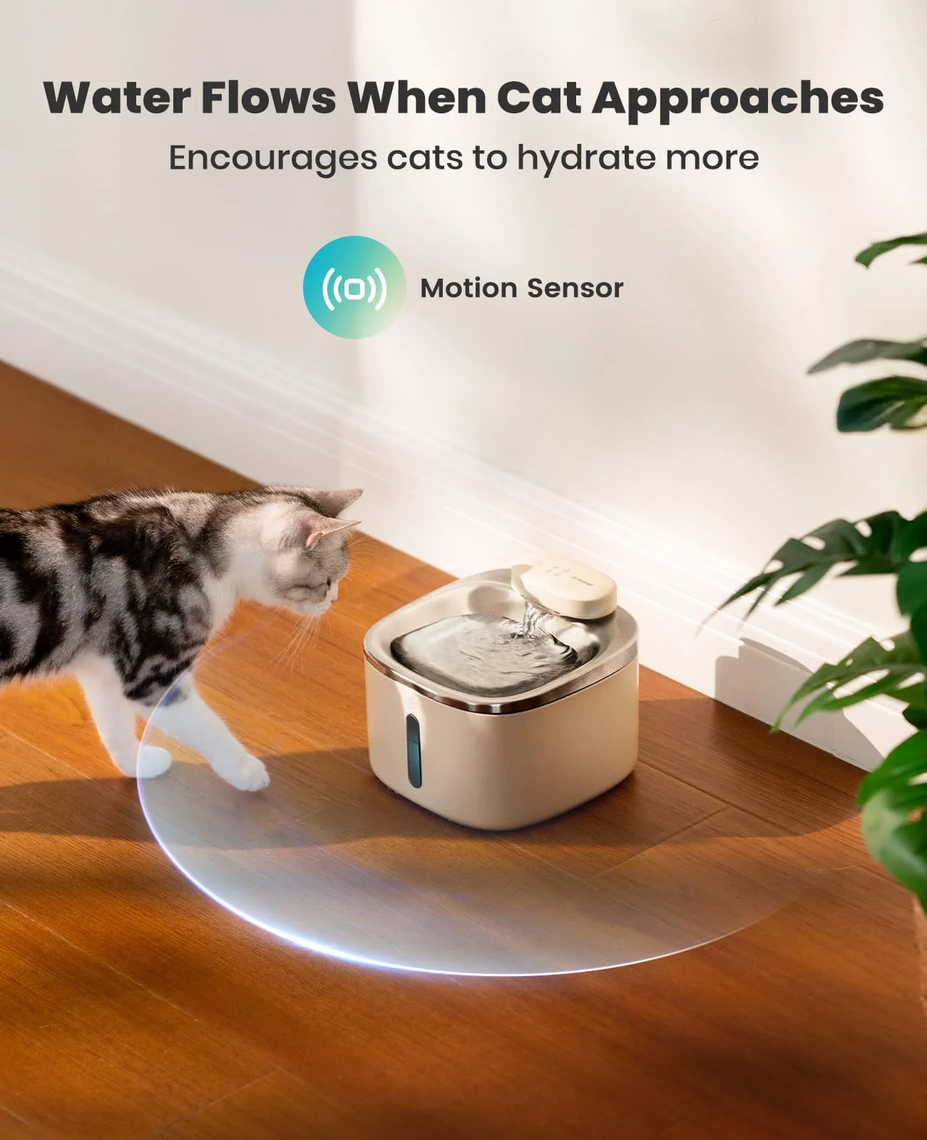 Oneisall 3.5L  Cordless White Stainless Steel Pet Water Fountain with 3PCS Filters - Image 5
