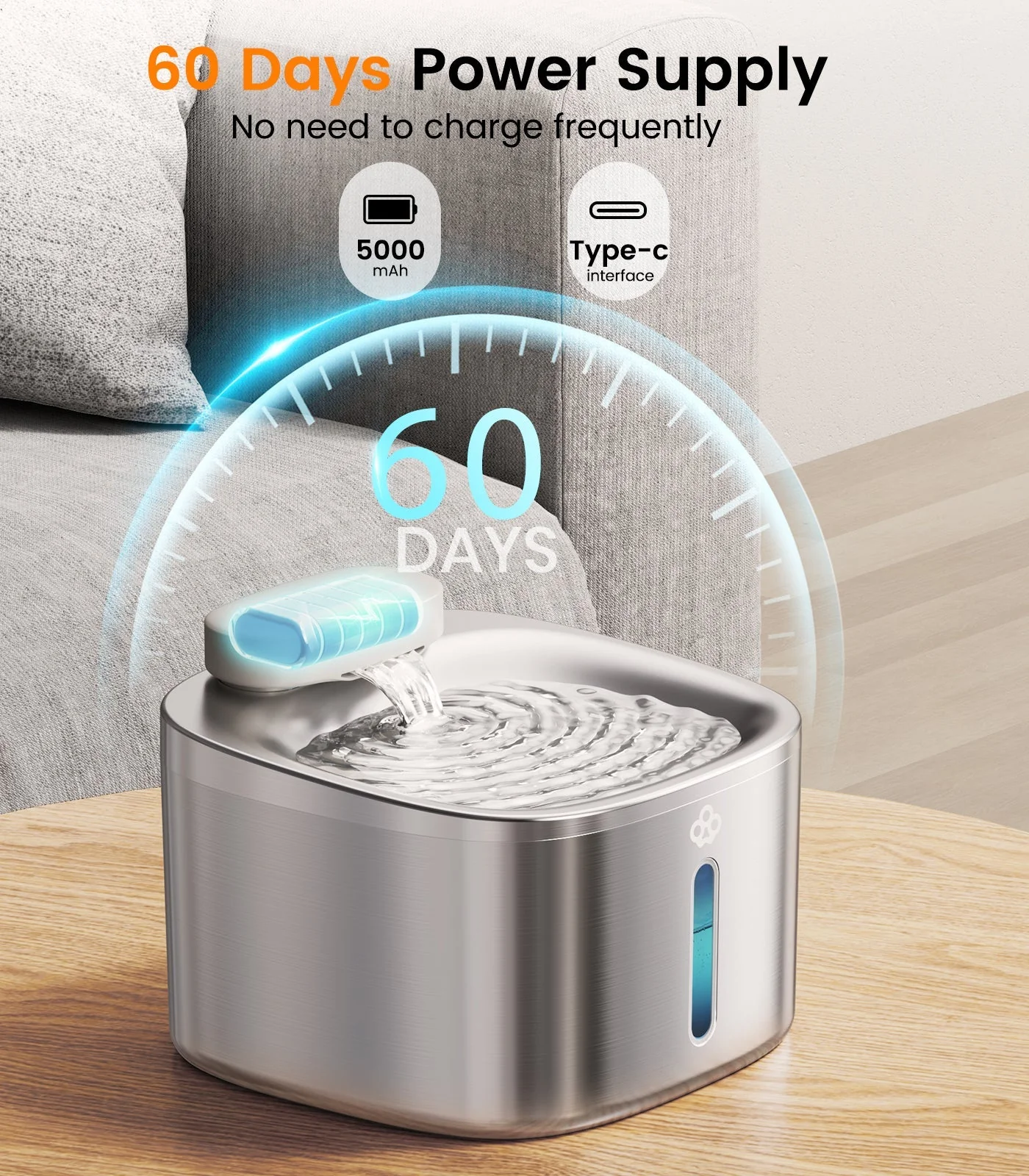 Oneisall 7L Pet Water Fountain with Visual Water Level - Image 14