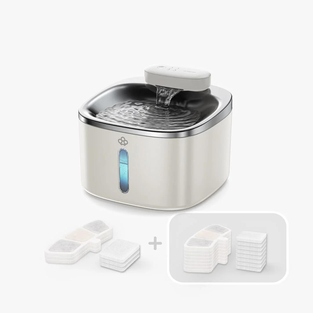 Oneisall 3.5L  Cordless White Stainless Steel Pet Water Fountain with 3PCS Filters - Image 20