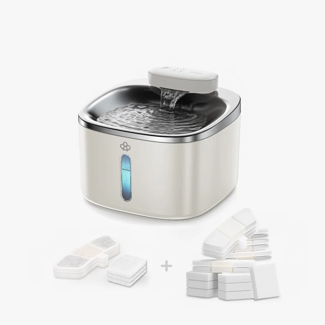 Oneisall 3.5L  Cordless White Stainless Steel Pet Water Fountain with 3PCS Filters - Image 35