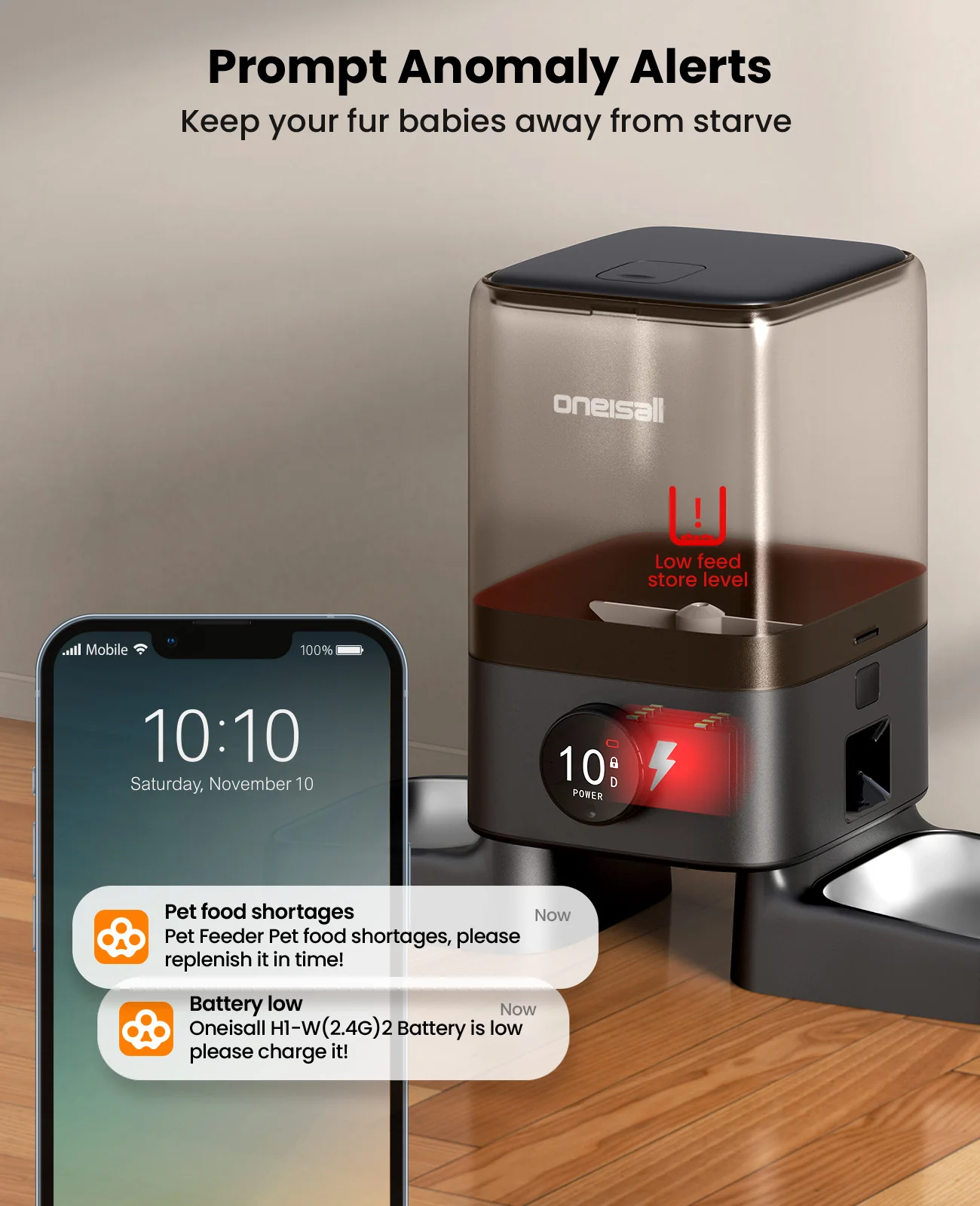 Oneisall H1-W 5L Automatic Cat Feeders with APP Control for Two Cats - Image 6