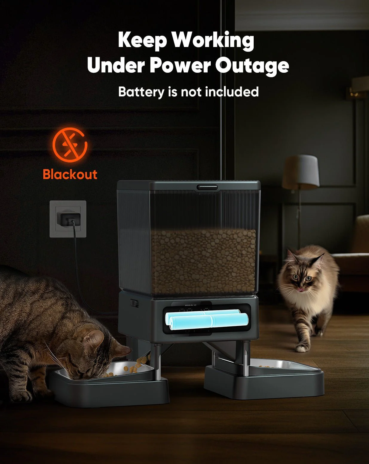 Oneisall 5L Automatic Cat Feeder for Two Cats-Black - Image 8