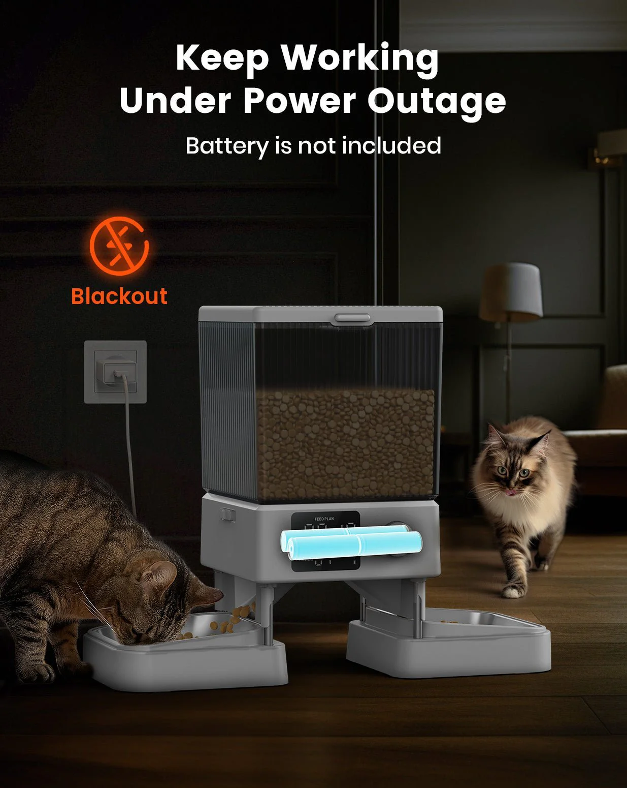 Oneisall 5L Automatic Cat Feeder for Two Cats White - Image 7