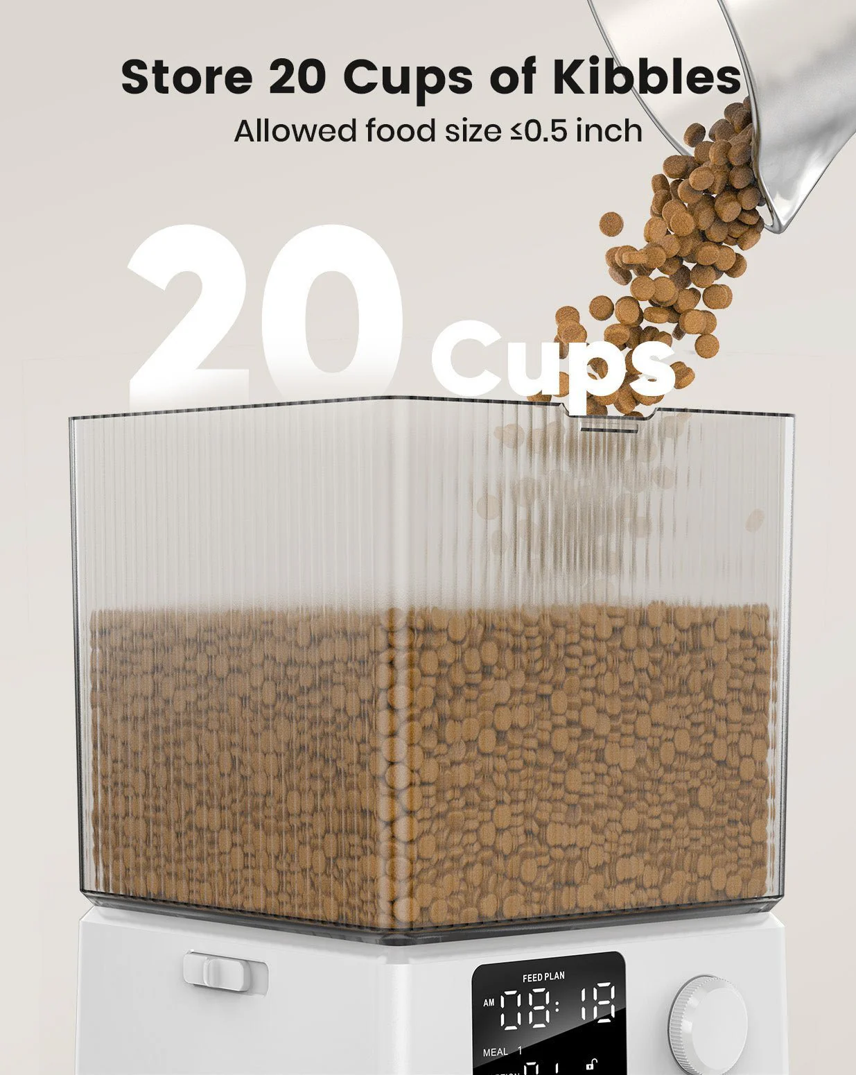 Oneisall 5L Automatic Cat Feeder for Two Cats White - Image 8
