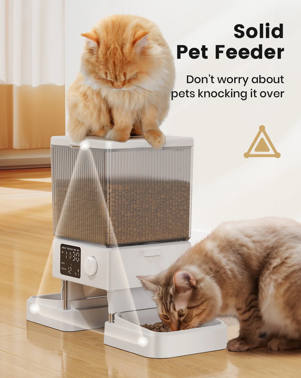 Oneisall 5L Automatic Cat Feeder for Two Cats White - Image 9