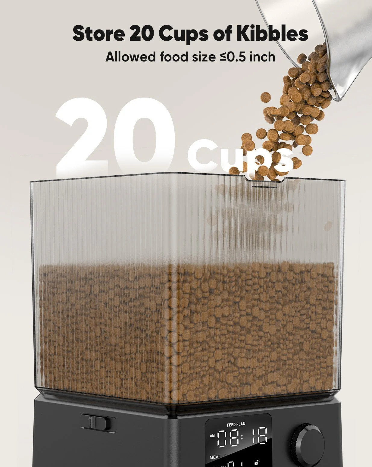 Oneisall 5L Automatic Cat Feeder for Two Cats-Black - Image 10