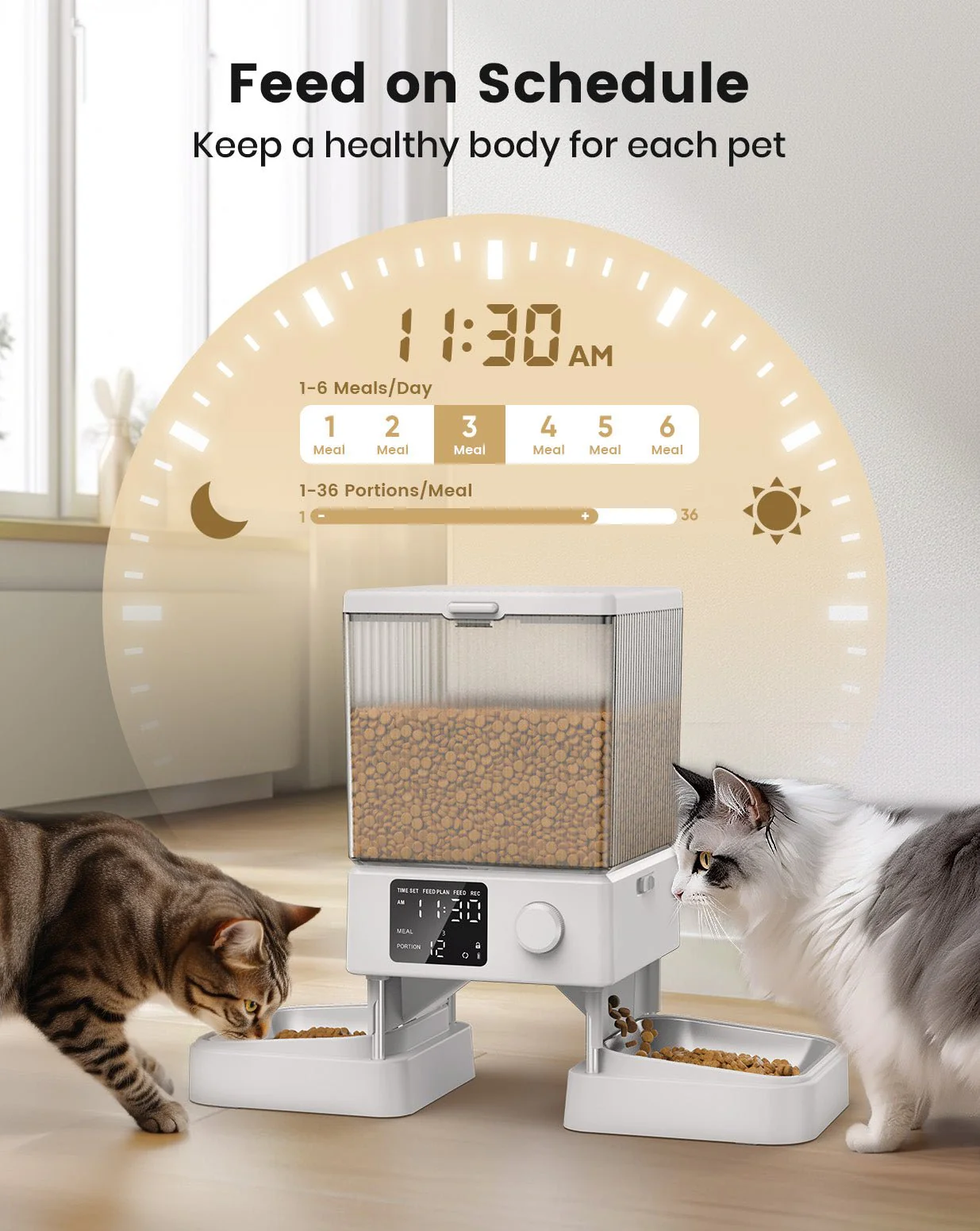 Oneisall 5L Automatic Cat Feeder for Two Cats-Black - Image 17