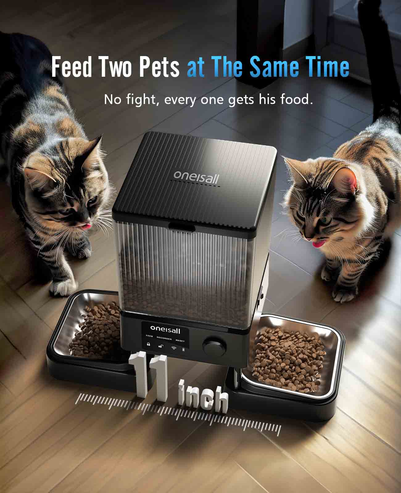 Oneisall 5L Automatic Cat Feeder for Two Cats-Black - Image 22