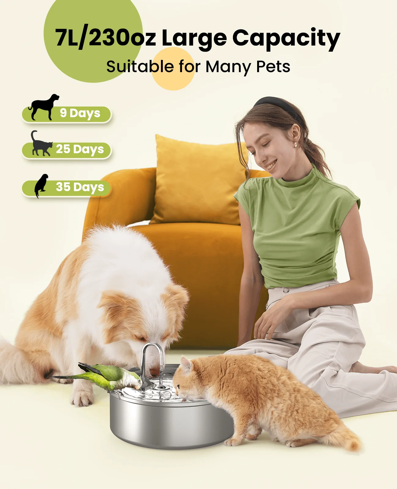 Oneisall 7L Pet Water Fountain with 1.5m Power Cord - Image 6