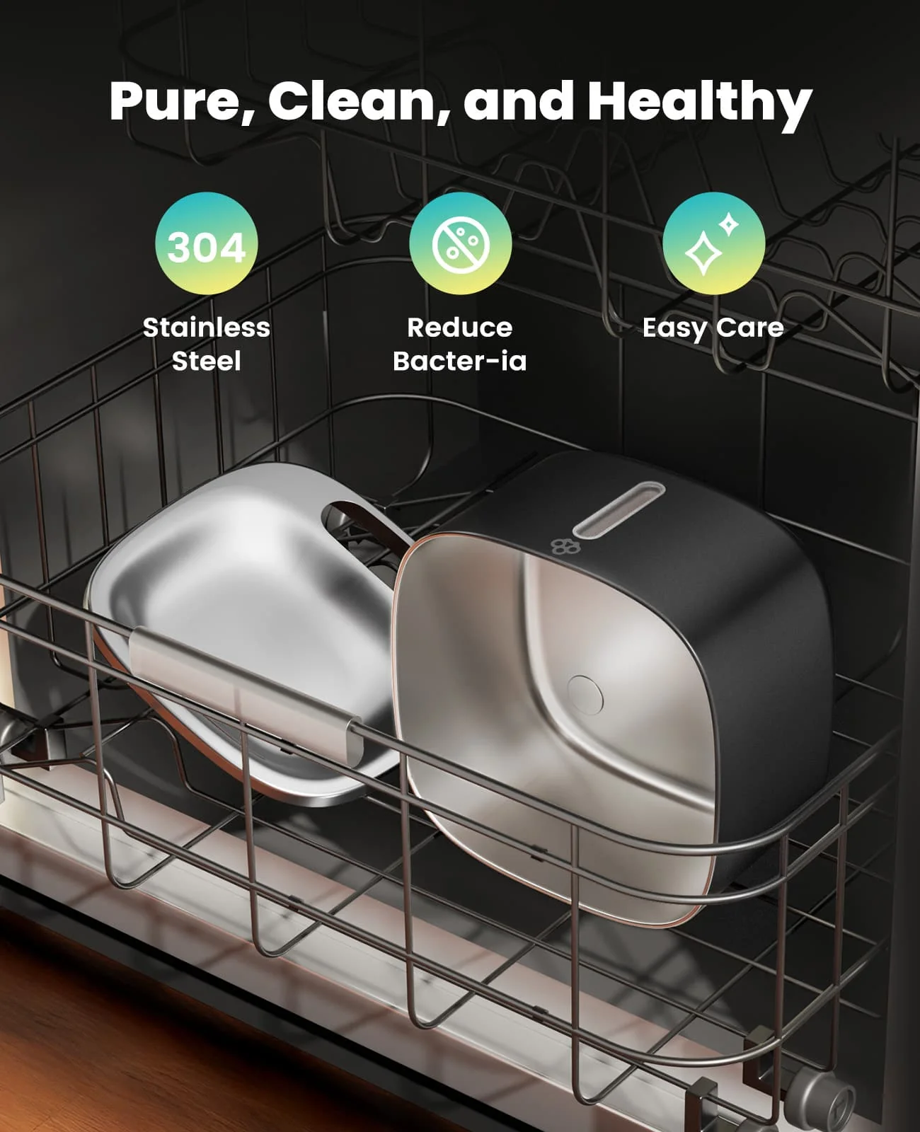Oneisall 3.5L Cordless Stainless Steel Pet Water Fountain with 3PCS Filters - Image 19