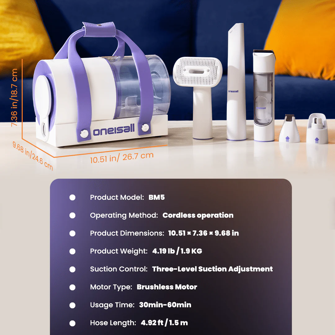 Oneisall Comfy C1 Cordless Pet Grooming Vacuum Kit - Image 12
