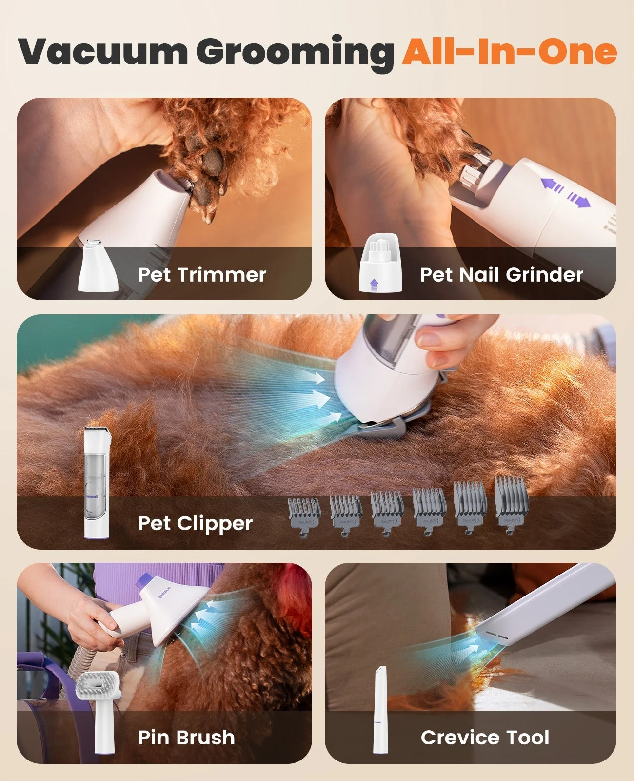 Oneisall Comfy C1 Cordless Pet Grooming Vacuum Kit - Image 3